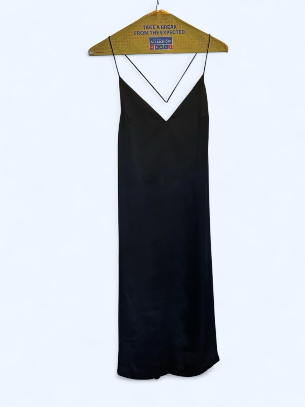 Cotton Candy Black Satin Slip Maxi Dress with V-Neck